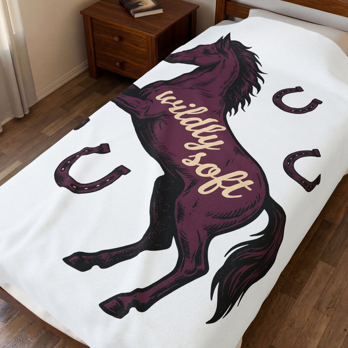 Horse Design Blanket Boho Chic Ranch Gift Women Classic Blanket Equine Blanket Hippie Fan Vintage Blanket Western Graphic Doodle Horseshoe Blanket