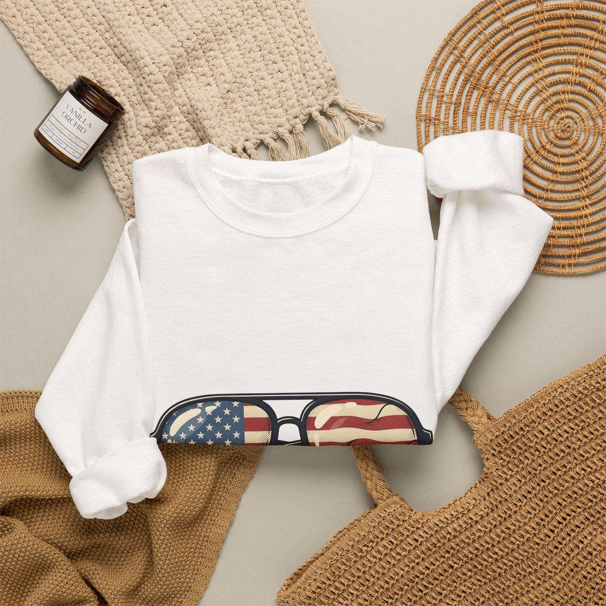 Sunglass Aviators Sweatshirt 4th Of July Freedom Gift Women Hand Drawn Sweatshirt Shades Sweatshirt Independence Day Fan Illustrated Sweatshirt Liberty Graphic