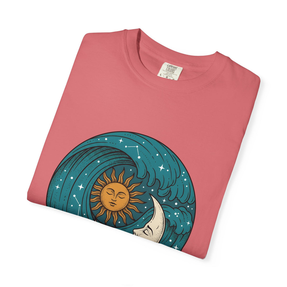 Sun Moon Sea Celestial Horoscope Gift Folk Ocean Astrology Enthusiast Bohemian Zodiac Rustic Star T-Shirt