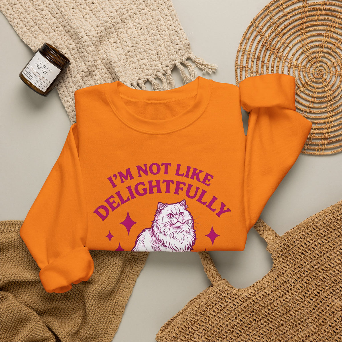 Furry Cat Sweatshirt Funny Animal Gift Women Classic Sweatshirt Kitten Sweatshirt Humor Fan Cartoon Sweatshirt Creature Graphic Doodle Throw Sweatshirt Sweatshirt