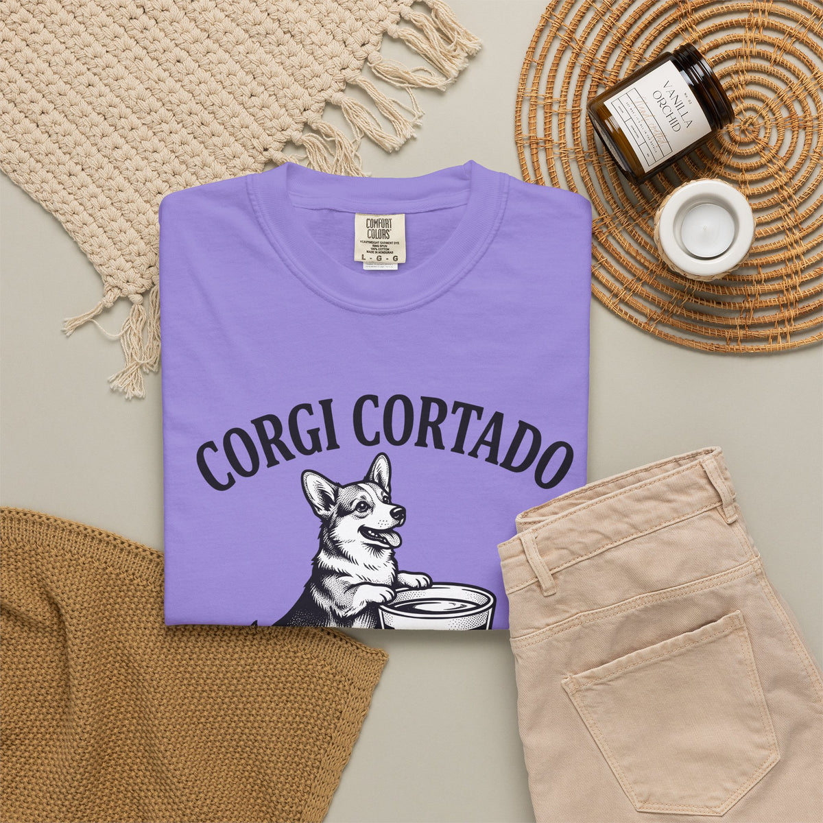 Corgi T-Shirt Dog Cafe Gift Women Rustic T-Shirt Pembroke T-Shirt Dog Fan Country T-Shirt Coffee Graphic Doodle Latte Cup T-Shirt