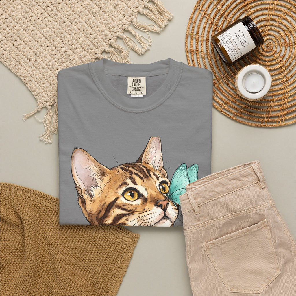 Domestic Cat Cat Fauna Gift Cartoon Kitten Cat Fan Feline Wildlife Gouache Bug T-Shirt