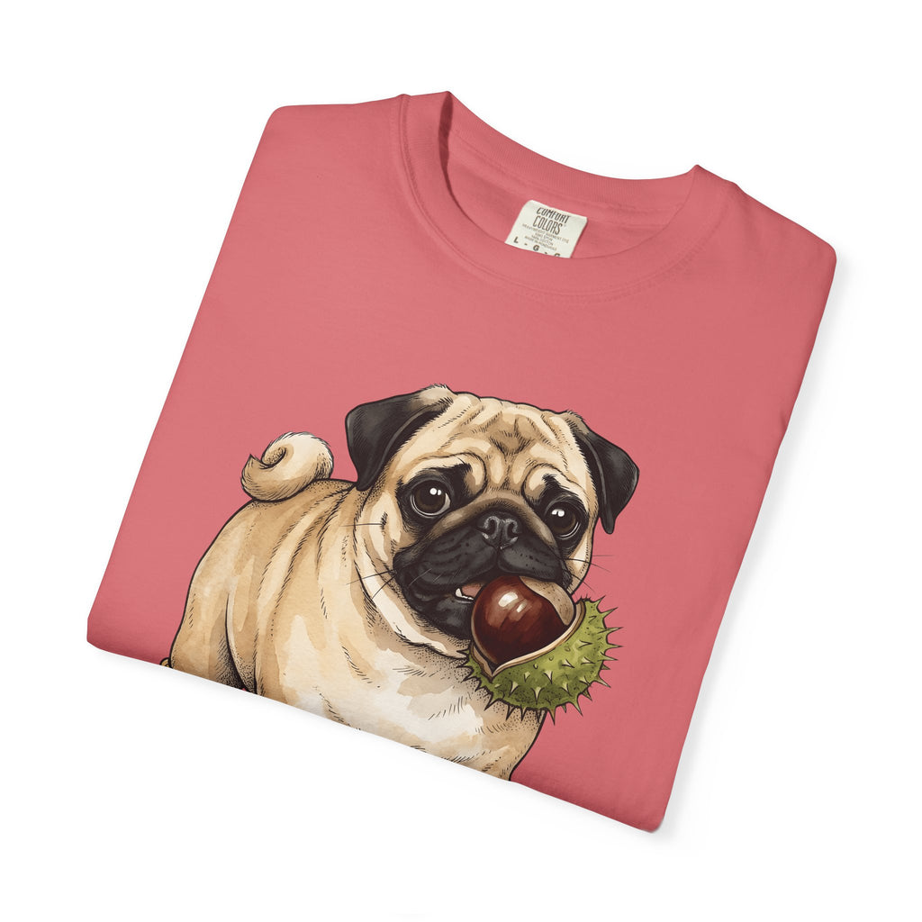 Pug Canine T-Shirt Dog Foliage Gift Women Acrylic T-Shirt Dog T-Shirt Dog Fan Painted T-Shirt Floral Graphic Line Art Warm Socks T-Shirt