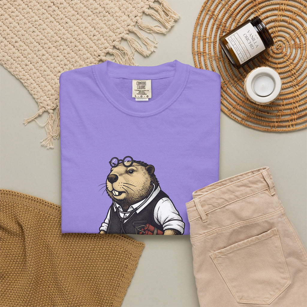 Beaver Apparel T-Shirt Funny Fauna Gift Women Caricature T-Shirt Beaver T-Shirt Humor Fan Cartoon T-Shirt Wildlife Graphic Old School Cash Money