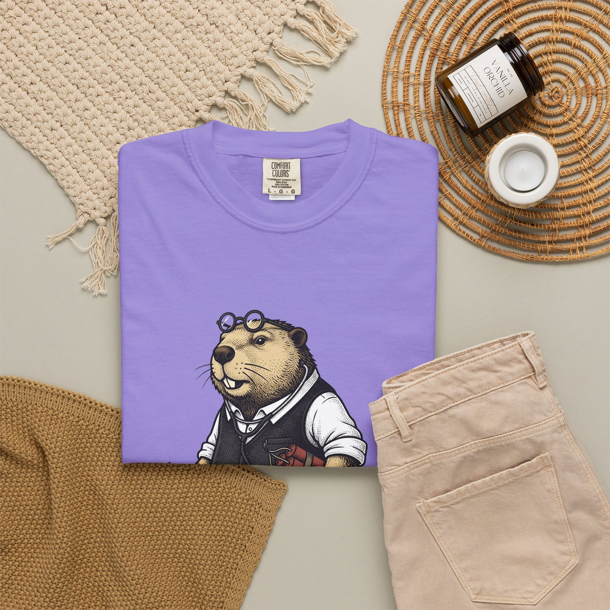Beaver Apparel T-Shirt Funny Fauna Gift Women Caricature T-Shirt Beaver T-Shirt Humor Fan Cartoon T-Shirt Wildlife Graphic Old School Cash Money