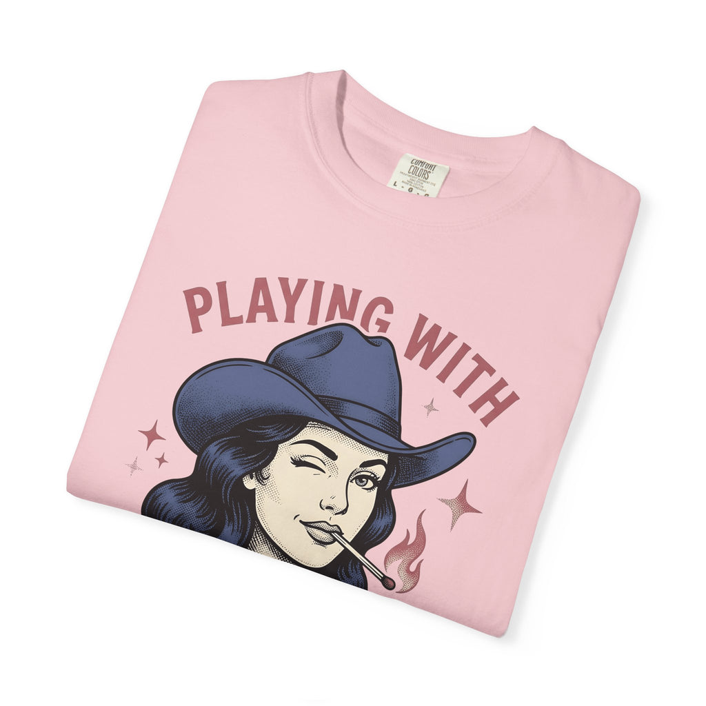 Cowgirl Portrait Cowgirl Western Gift Vintage Cowboy Rodeo Fan Rustic Retro Matchstick T-Shirt