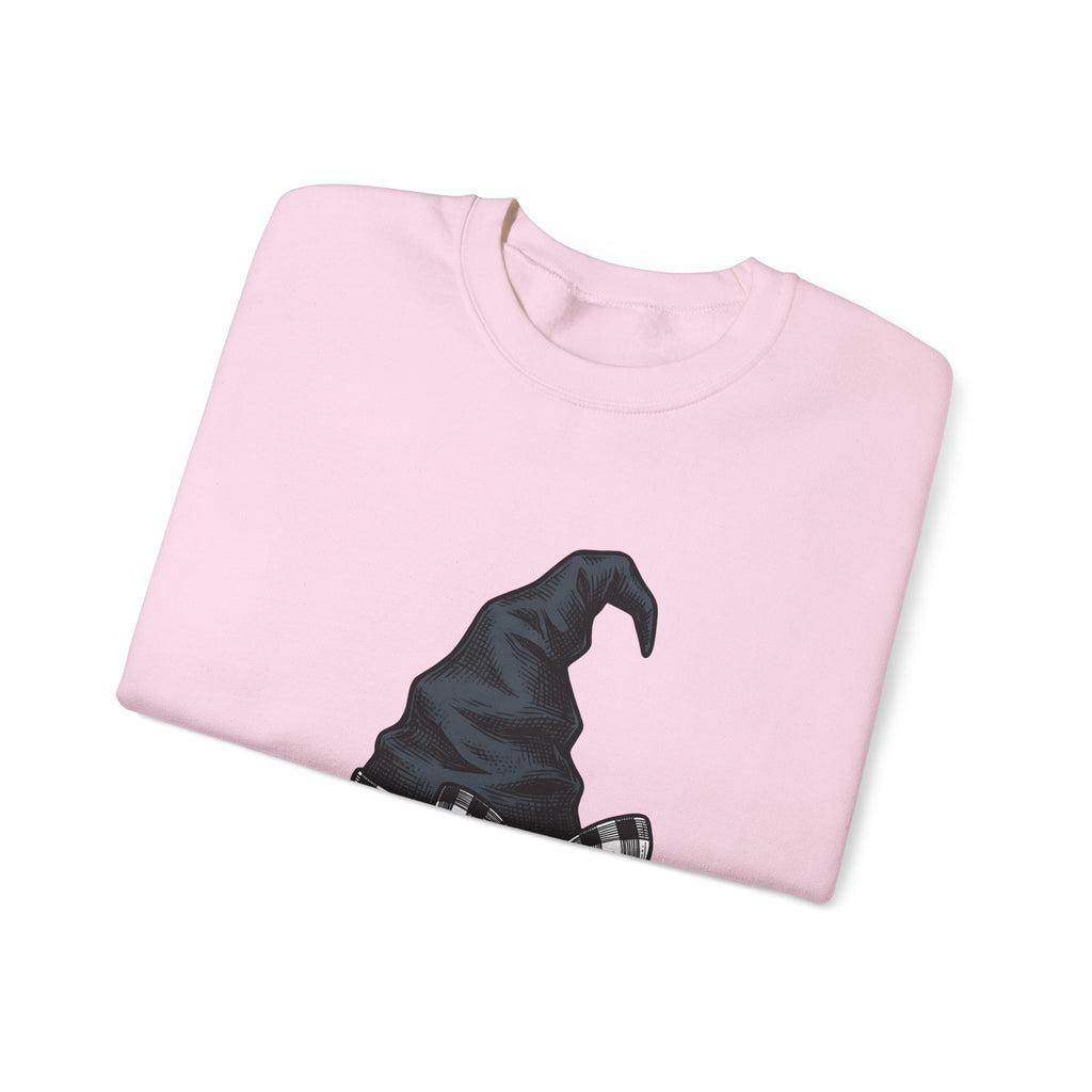 Witch Hat Sweatshirt Halloween Sorcery Gift Women Cartoon Sweatshirt Wizard Hat Sweatshirt Halloween Fan Comic Sweatshirt Magic Graphic Silhouette Gingham Bow