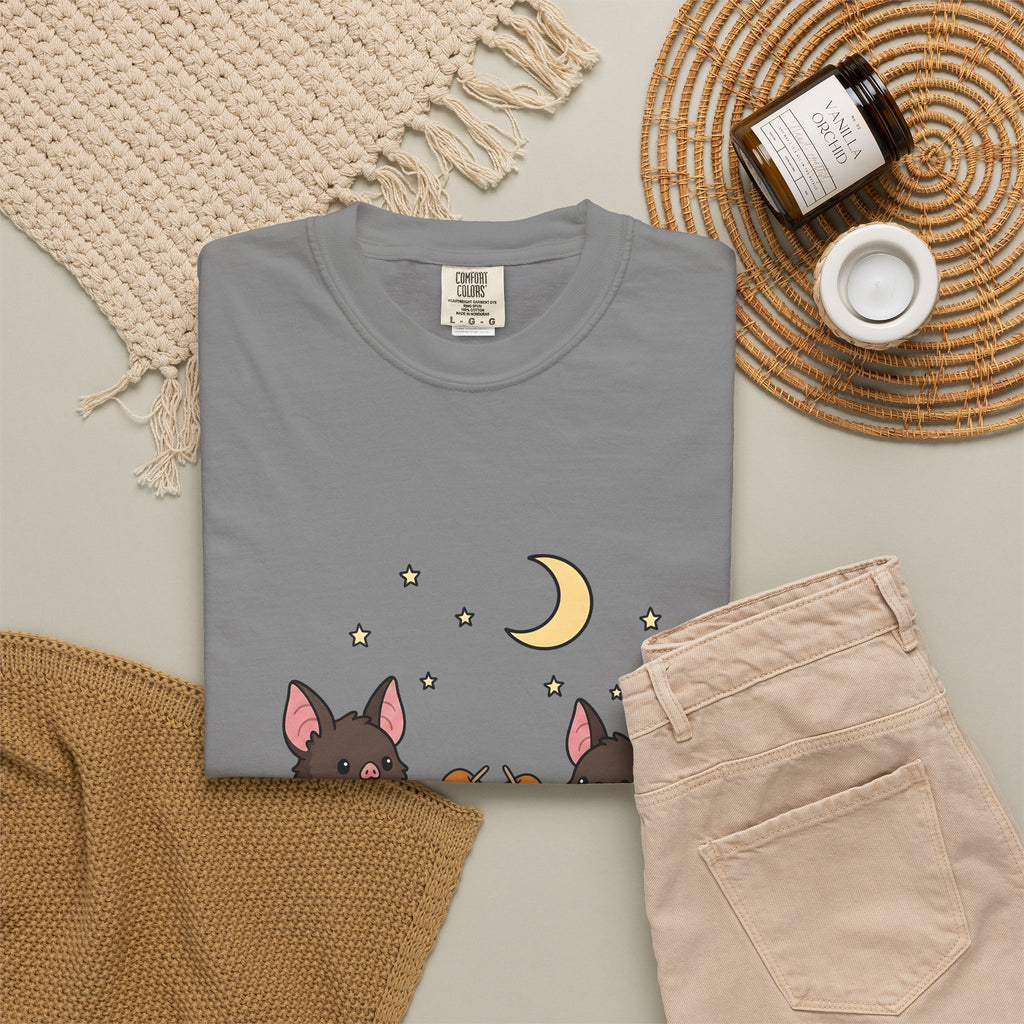 Bat Drawing T-Shirt Halloween Creatures Gift Women Charming T-Shirt Bat T-Shirt Spooky Fan Cartoon T-Shirt Monster Graphic Animated Gourd T-Shirt