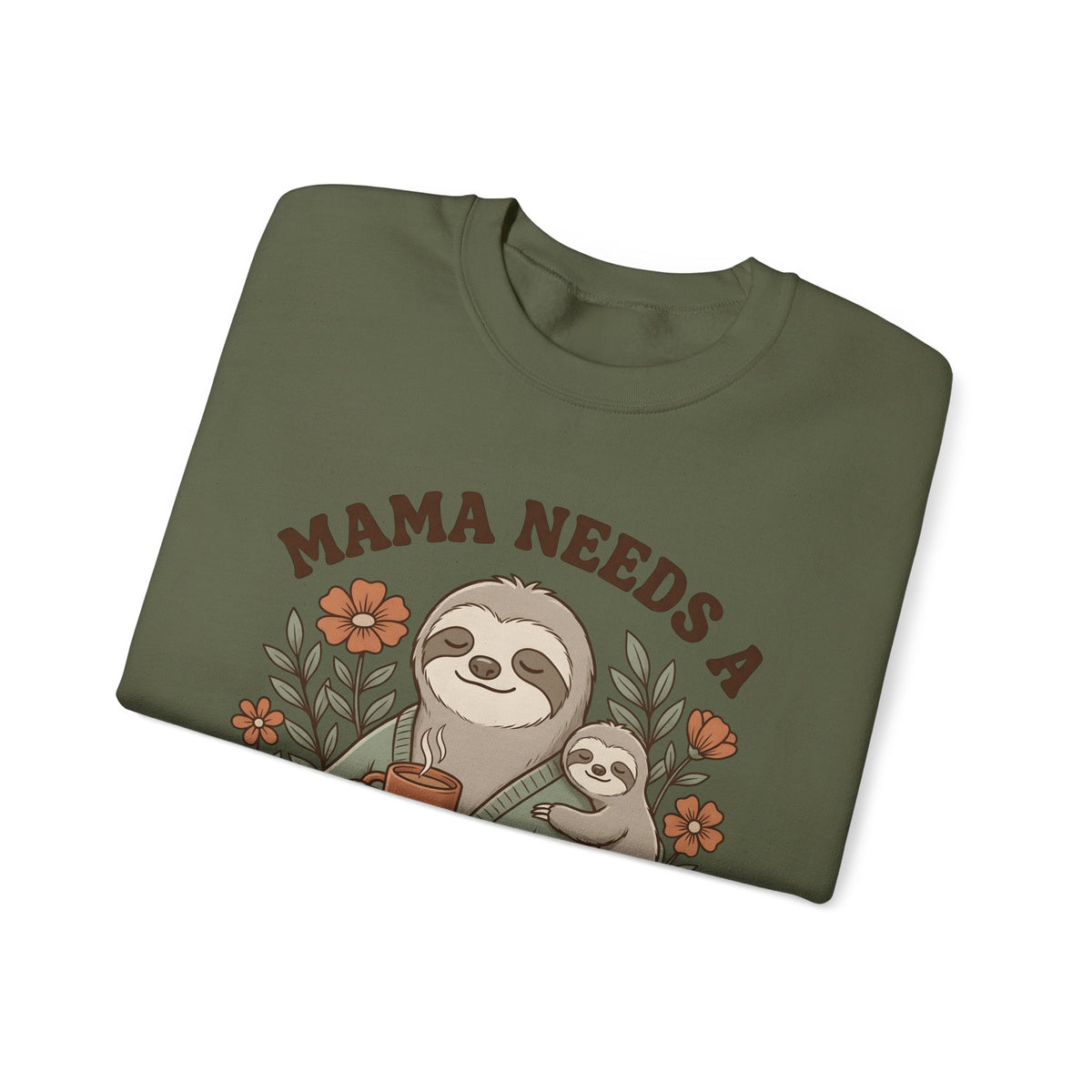 Sloth Mother Moms Espresso Gift Kawaii Sloth Mom Enthusiast Cute Coffee Sketch Blossoms Sweatshirt