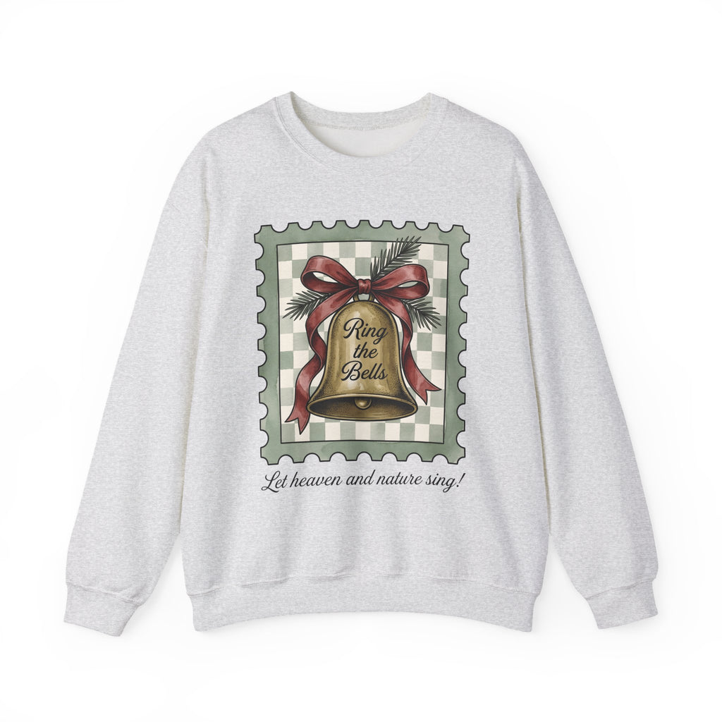 Festive Bell Sweatshirt Christmas Seasonal Gift Women Retro Sweatshirt Jingle Bell Sweatshirt Christmas Fan Vintage Sweatshirt Holiday Graphic Rustic Fir Twig