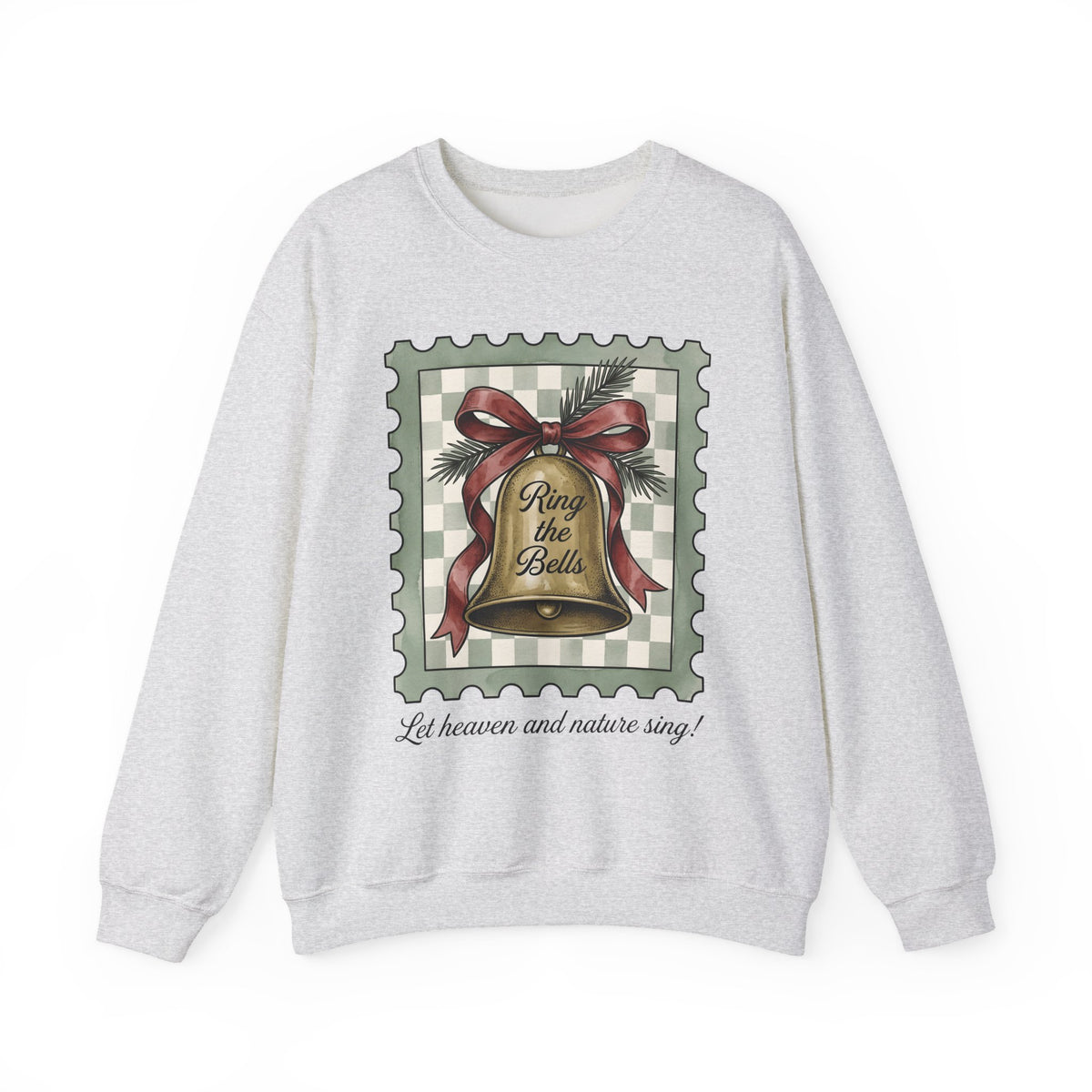 Festive Bell Sweatshirt Christmas Seasonal Gift Women Retro Sweatshirt Jingle Bell Sweatshirt Christmas Fan Vintage Sweatshirt Holiday Graphic Rustic Fir Twig