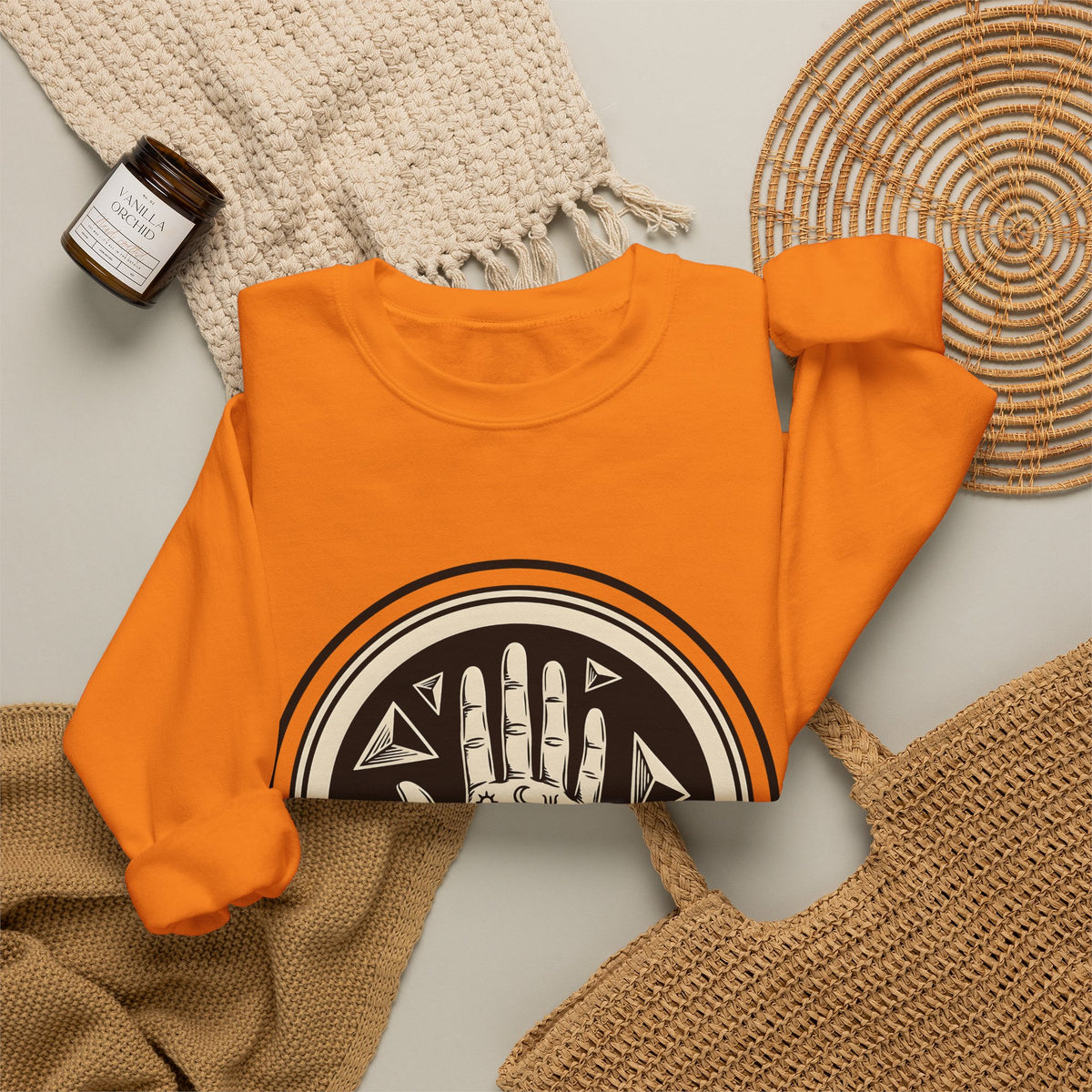 Enchanted Hand Sweatshirt Mystical Esoteric Gift Women Folk Sweatshirt Magical Hand Sweatshirt Occult Fan Primitive Sweatshirt Mystical Graphic Antique Polygon