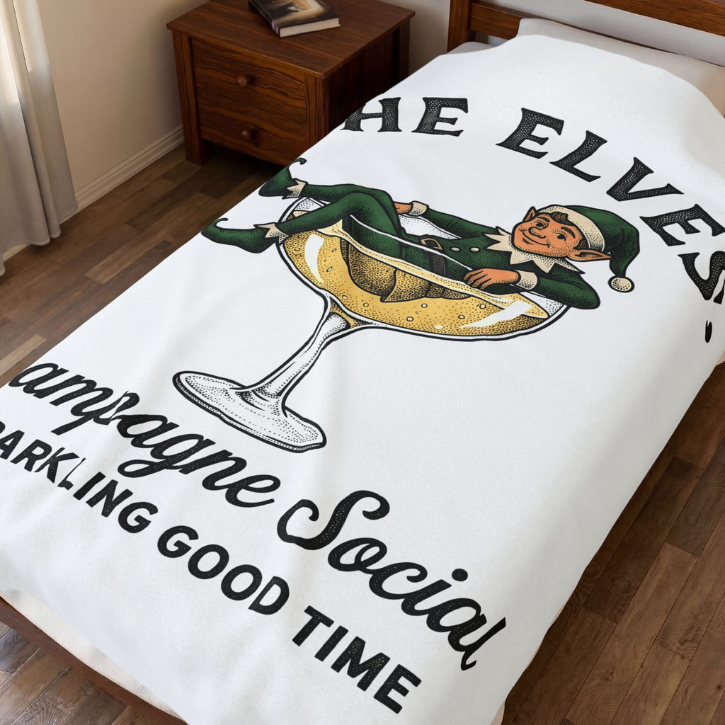 Elf Wine Glass Blanket Christmas Festivity Gift Women Rustic Blanket Wine Goblet Blanket Xmas Fan Vintage Blanket Holiday Graphic Classic