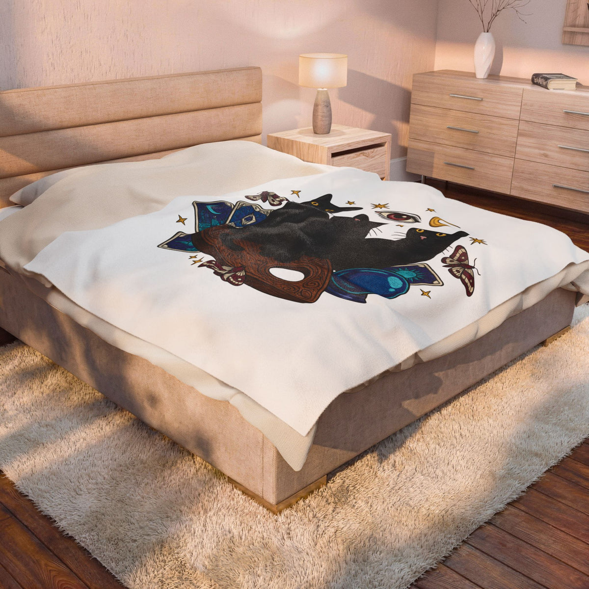 Black Cats Blanket Cat Witchcraft Gift Women Mystical Blanket Kitties Blanket Cat Fan Occult Graphic Blanket Vintage Tarot Cards Blanket