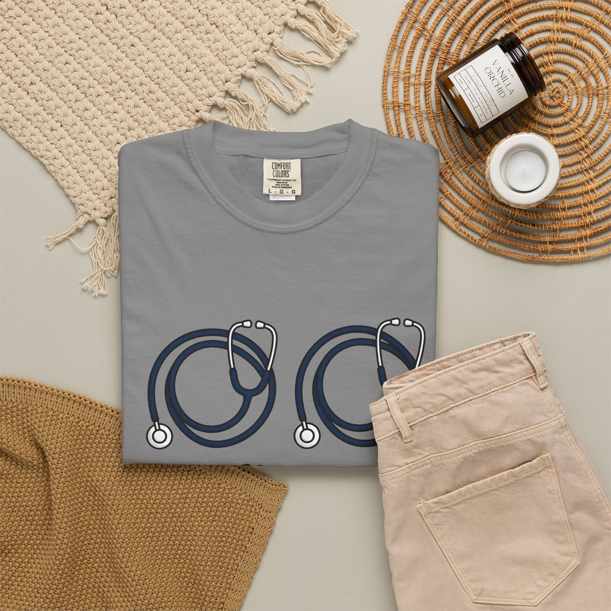 Stethoscope Print T-Shirt Nurses Medical Gift Women Simple T-Shirt Medical Device T-Shirt Nurse Practitioner Enthusiast Minimalist T-Shirt Clinical