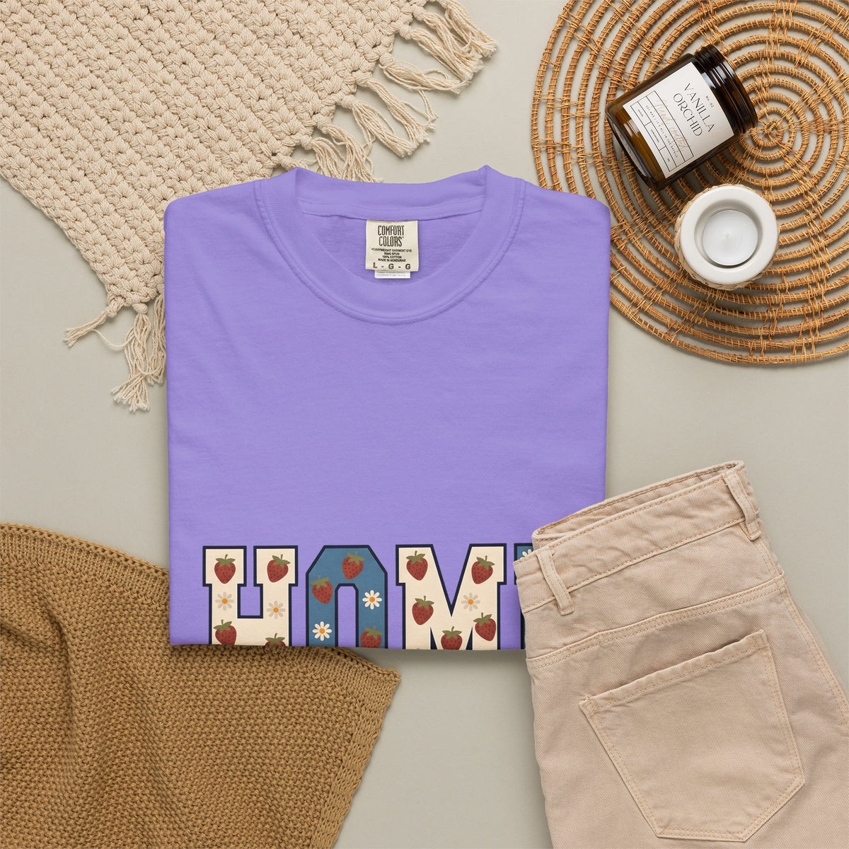 Strawberry Flower Lettering Farmhouse Farmhouse Gift Rustic Strawberry Typography Country Fan Rustic Chic T-Shirt