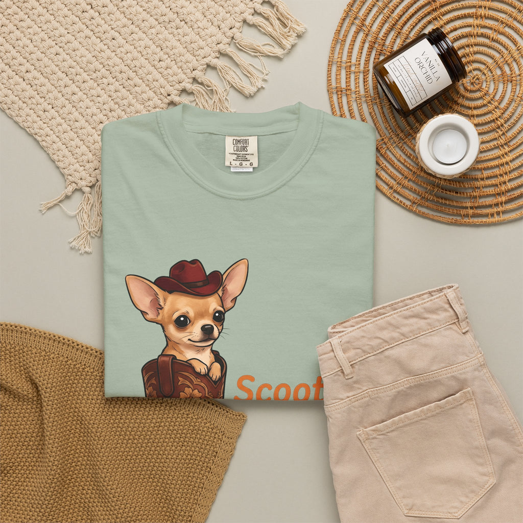 Chihuahua Cowboy T-Shirt Dog Country Gift Women Hand Drawn T-Shirt Puppy T-Shirt Dog Fan Illustrated T-Shirt Country Graphic Rustic Cowboy Boot