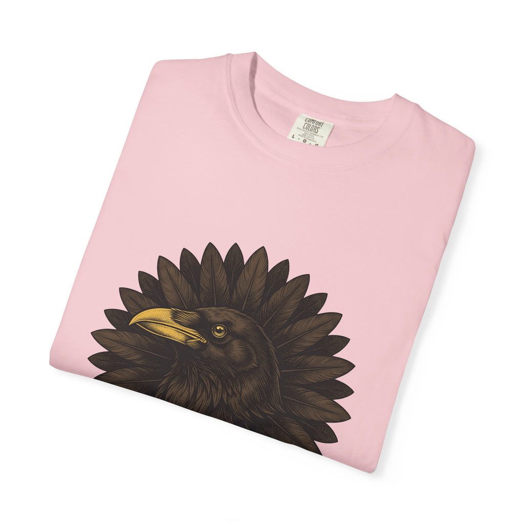 Corvid Flower T-Shirt Boho Chic Paranormal Gift Women Tribal T-Shirt Crow T-Shirt Bohemian Fan Ethnic T-Shirt Occult Graphic Antique Wing T-Shirt