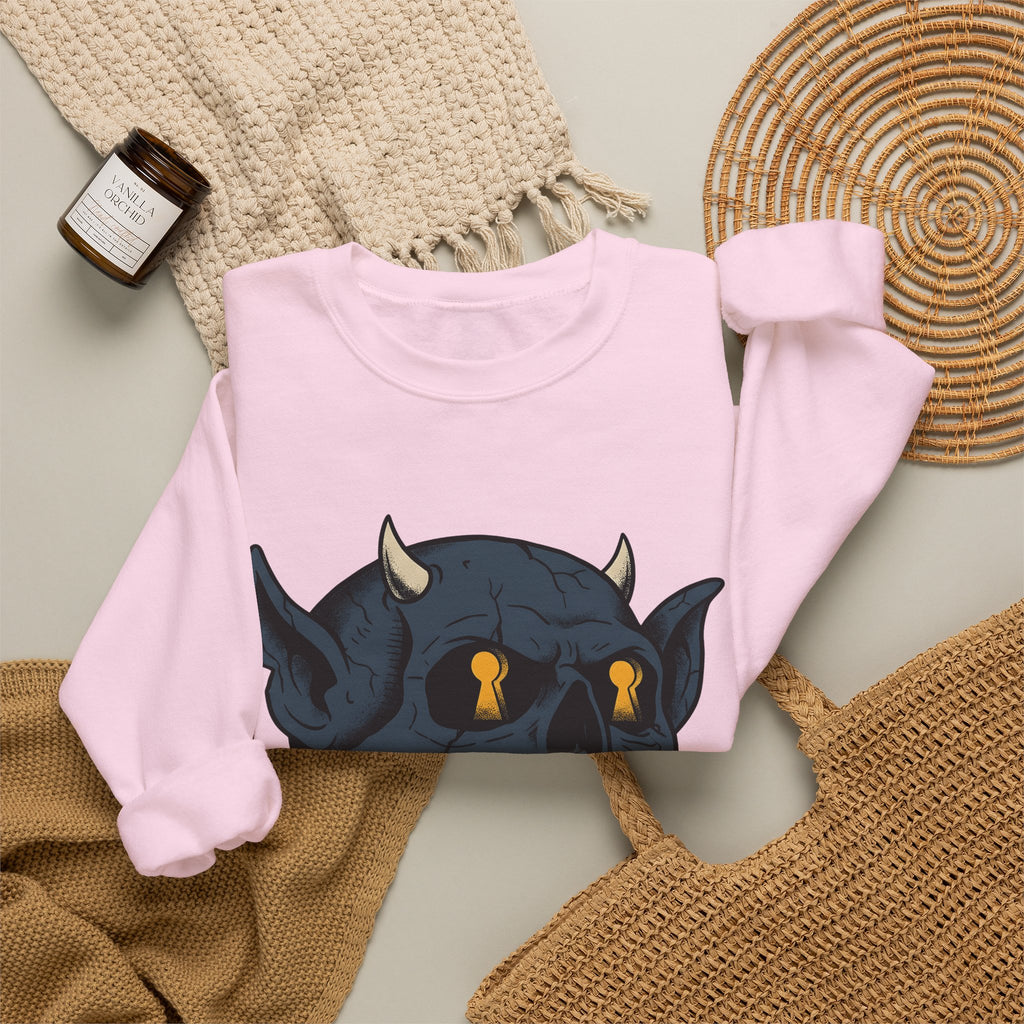 Devil Skull Sweatshirt Halloween Horror Gift Women Tattoo Sweatshirt Skull Sweatshirt Horror Fan Scary Graphic Sweatshirt Retro Teeth Sweatshirt