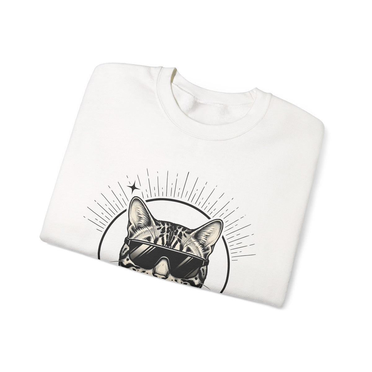 Stylish Cat Sweatshirt Cat Joke Gift Women Illustrative Sweatshirt Kitty Sweatshirt Feline Fan Catty Graphic Old School Cool Glasses Sweatshirt