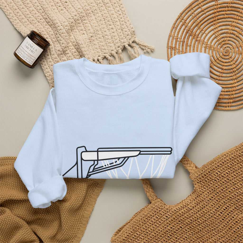 Basketball Goal Sweatshirt Sports Athletics Gift Women Modern Sweatshirt Hoop Sweatshirt Athlete Enthusiast Contemporary Sweatshirt Fitness Graphic Sketch