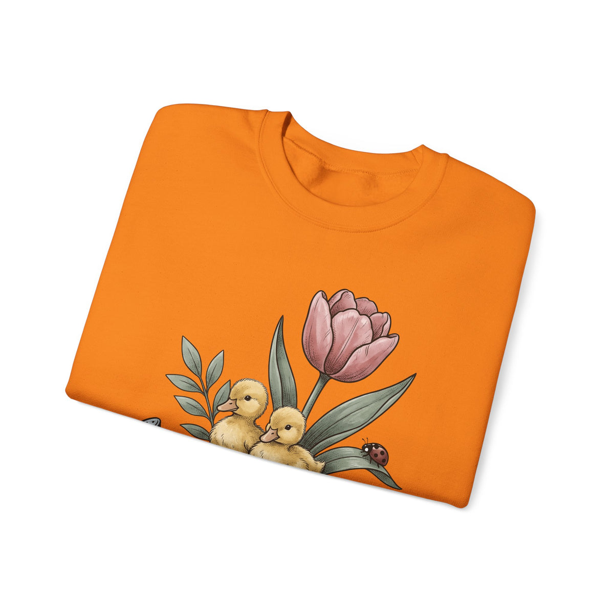Baby Ducks Watering Pot Sweatshirt Easter Garden Gift Women Sketch Sweatshirt Duckling Sweatshirt Spring Fan Doodle Sweatshirt Gardening Graphic Retro Flower
