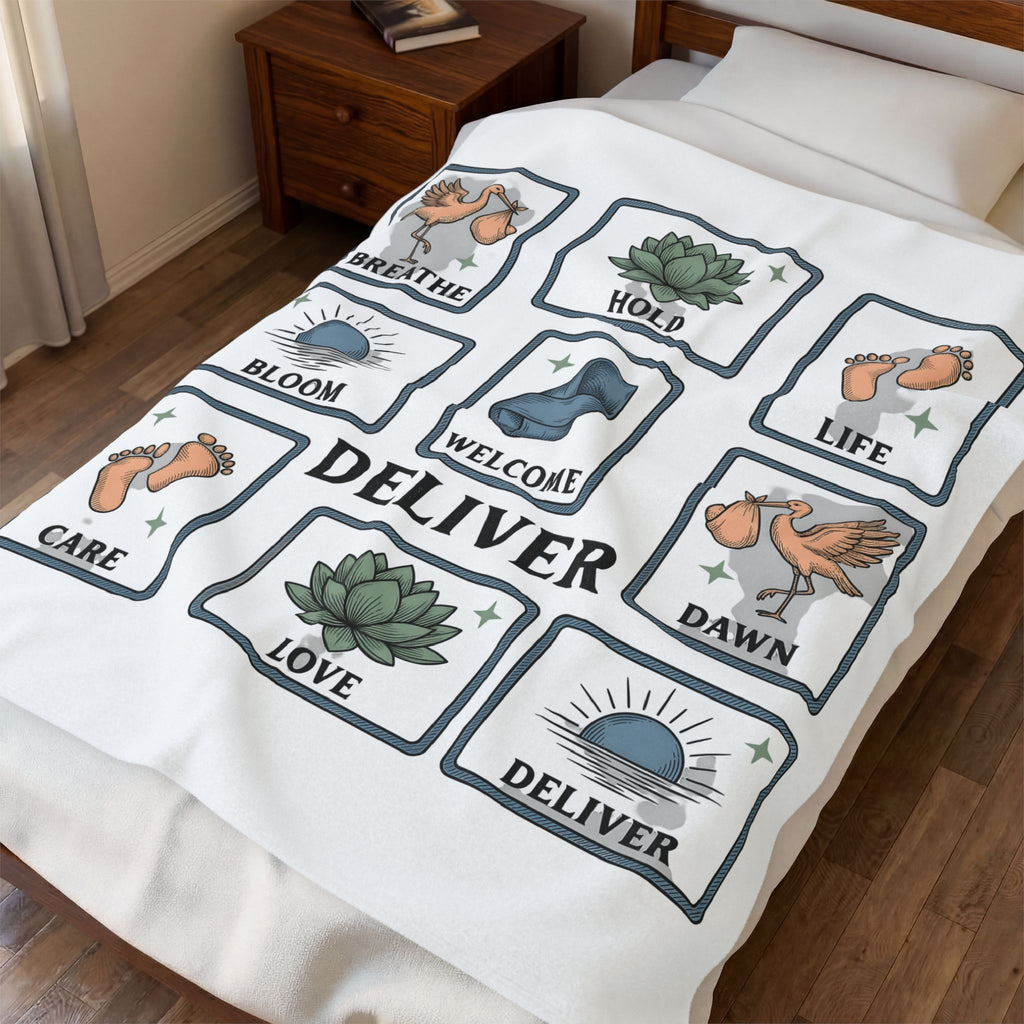 Wading Bird Baby Blanket Nurses Maternity Gift Women Classic Blanket Heron Blanket Nurse Enthusiast Vintage Blanket Pregnancy Graphic Cartoon