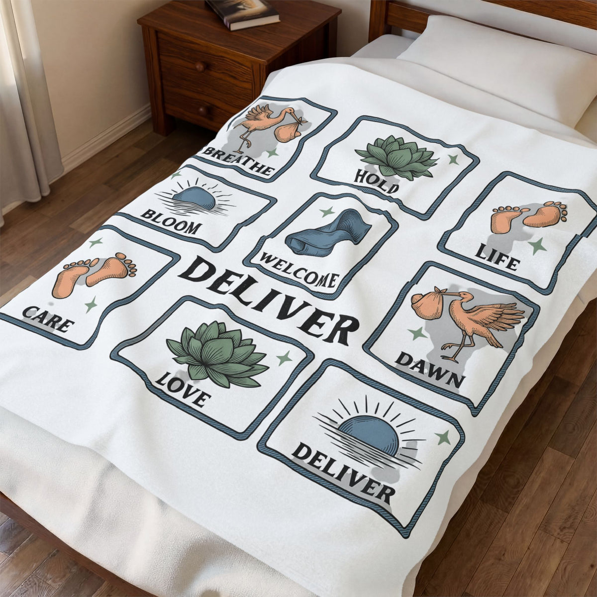 Wading Bird Baby Blanket Nurses Maternity Gift Women Classic Blanket Heron Blanket Nurse Enthusiast Vintage Blanket Pregnancy Graphic Cartoon