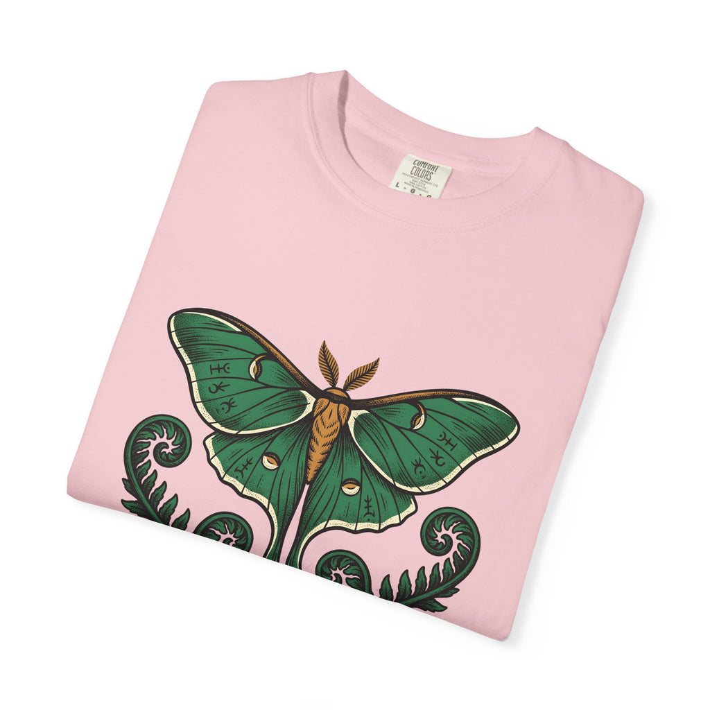 Luna Bug T-Shirt Boho Chic Environment Gift Women Antique T-Shirt Firefly T-Shirt Bohemian Fan Vintage T-Shirt Eco Graphic Line Art Greenery T-Shirt