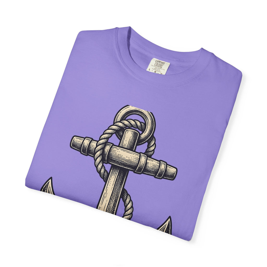 Anchor Line Nautical Beach Gift Old School Rope Sailor Fan Mooring Outline Seaside T-Shirt