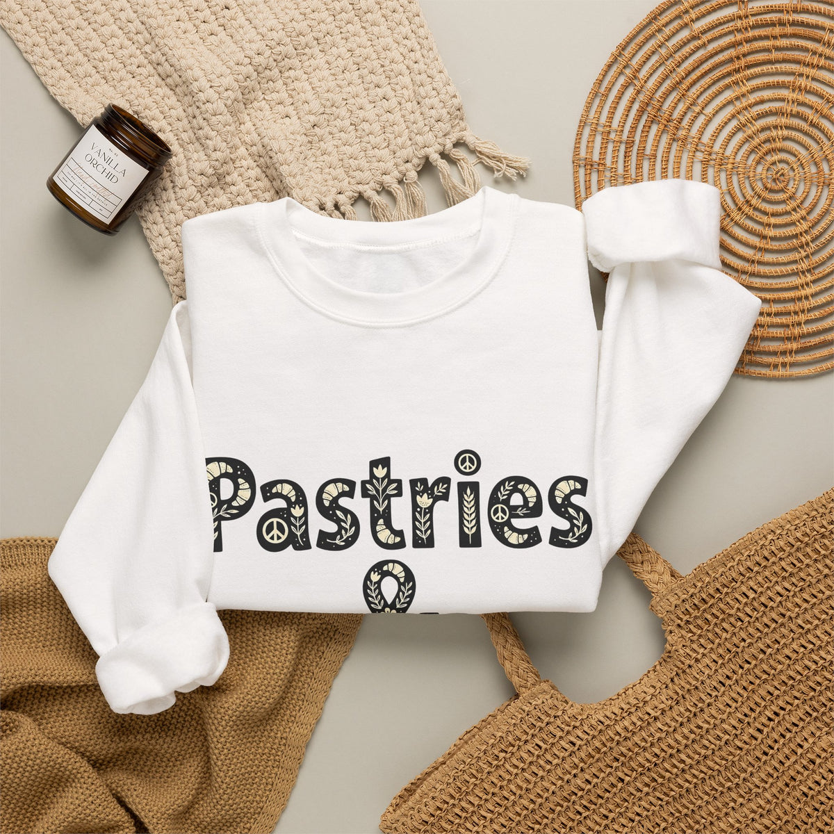Pastry Peace Logo Sweatshirt Desserts Bakery Gift Women Fun Sweatshirt Pastry Logo Sweatshirt Sweets Fan Retro Sweatshirt Bakery Design Vintage Flower Sweatshirt