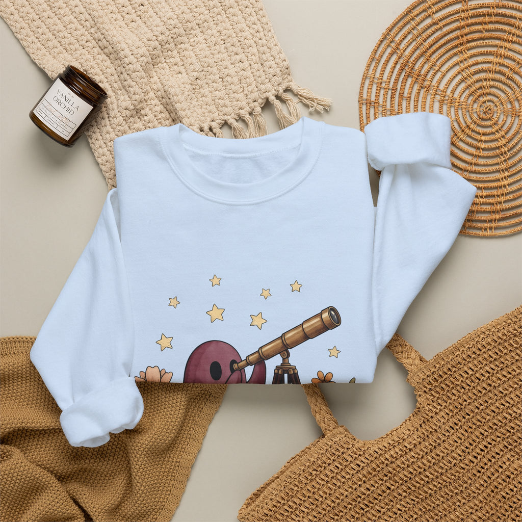 Ghost Telescope Sweatshirt Boho Chic Celestial Gift Women Whimsical Sweatshirt Spyglass Sweatshirt Bohemian Fan Fantasy Sweatshirt Galaxy Graphic Vintage