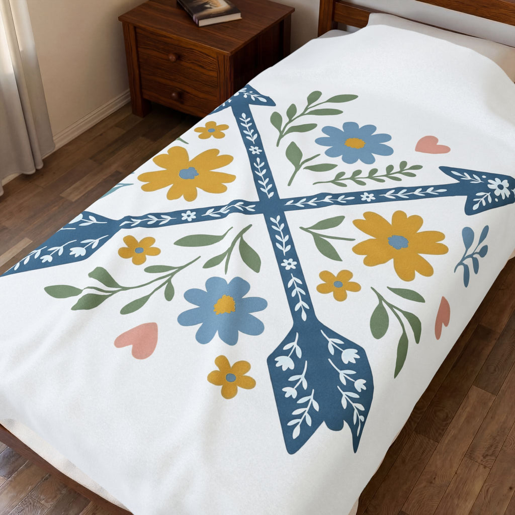 Crossed Arrows Blanket Cowgirl Country Gift Women Folk Blanket Quivers Blanket Rodeo Fan Quilt Design Southwestern Wildflowers Blanket