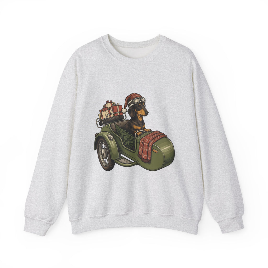 Wiener Dog Sweatshirt Christmas Creatures Gift Women Old School Sweatshirt Dachshund Sweatshirt Holiday Fan Retro Sweatshirt Animal Graphic Doodle Motorbike