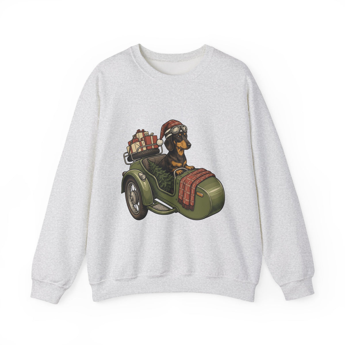 Wiener Dog Sweatshirt Christmas Creatures Gift Women Old School Sweatshirt Dachshund Sweatshirt Holiday Fan Retro Sweatshirt Animal Graphic Doodle Motorbike