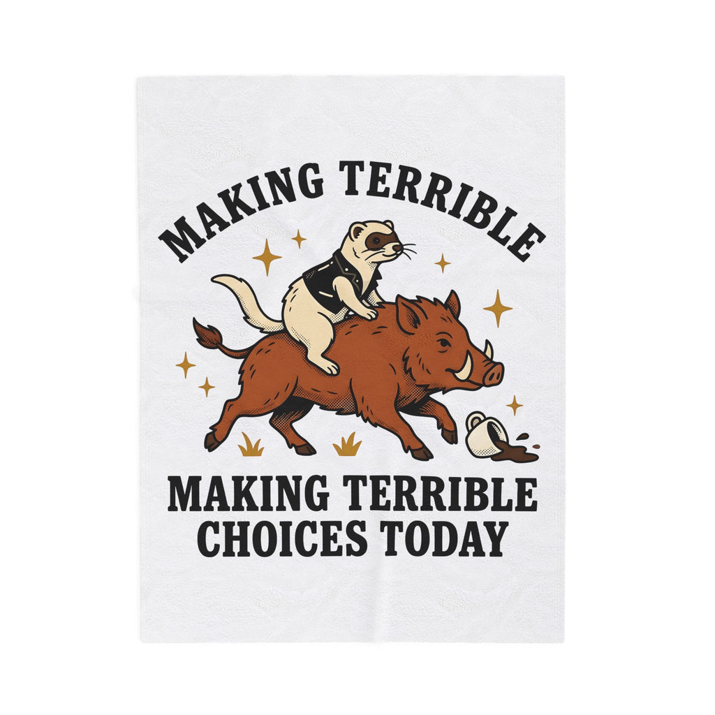 Ferret On Boar Blanket Cute Pet Gift Women Comic Blanket Polecat Blanket Adorable Fan Cartoon Blanket Animal Graphic Vintage Coffee Spill Blanket