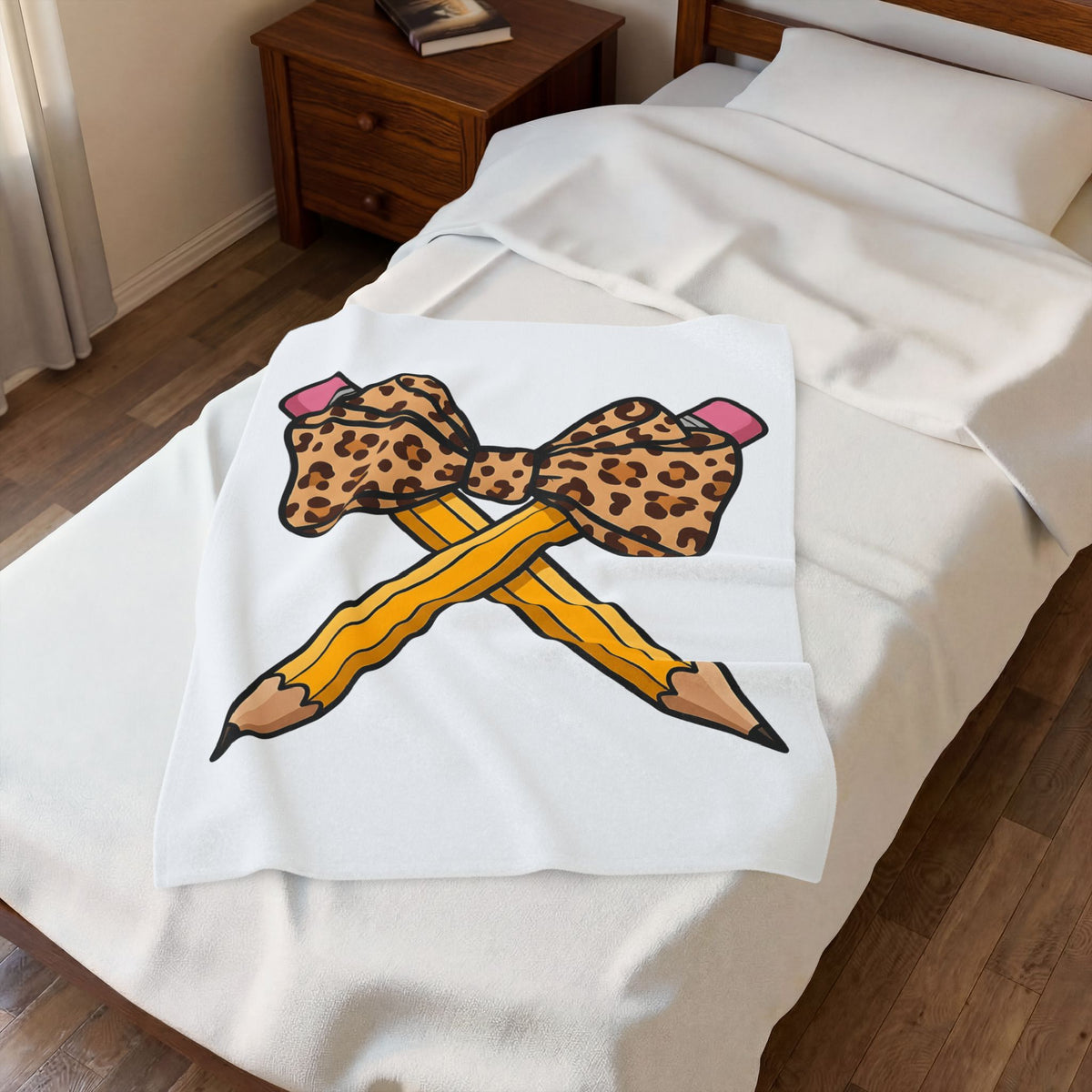 Art Bow Blanket Teacher Pattern Gift Women Sweet Blanket Hair Bow Blanket Educator Enthusiast Cute Blanket Design Graphic Line Art Spotted Print