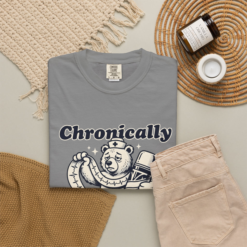 Nurse Bear T-Shirt Nurses Humor Gift Women Vintage T-Shirt Teddy Bear T-Shirt Nursing Enthusiast Retro T-Shirt Funny Graphic Hand Drawn Coffee T-Shirt