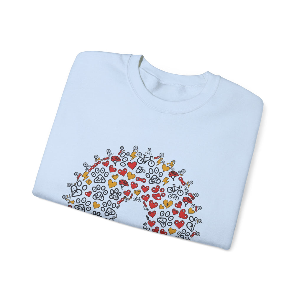 Bicycle Romance Motif Sweatshirt St Valentines Day Bike Gear Gift Women Line Art Sweatshirt Cycle Sweatshirt Valentines Day Enthusiast Illustration Sweatshirt