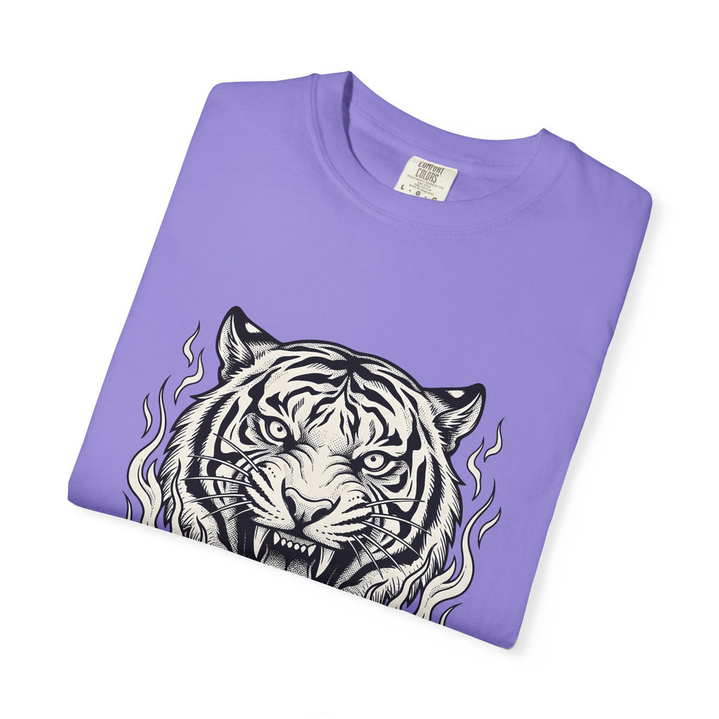 Tiger Face T-Shirt Tiger Wildlife Gift Women Tribal T-Shirt Tiger T-Shirt Tiger Fan Big Cat Graphic Retro Fire T-Shirt