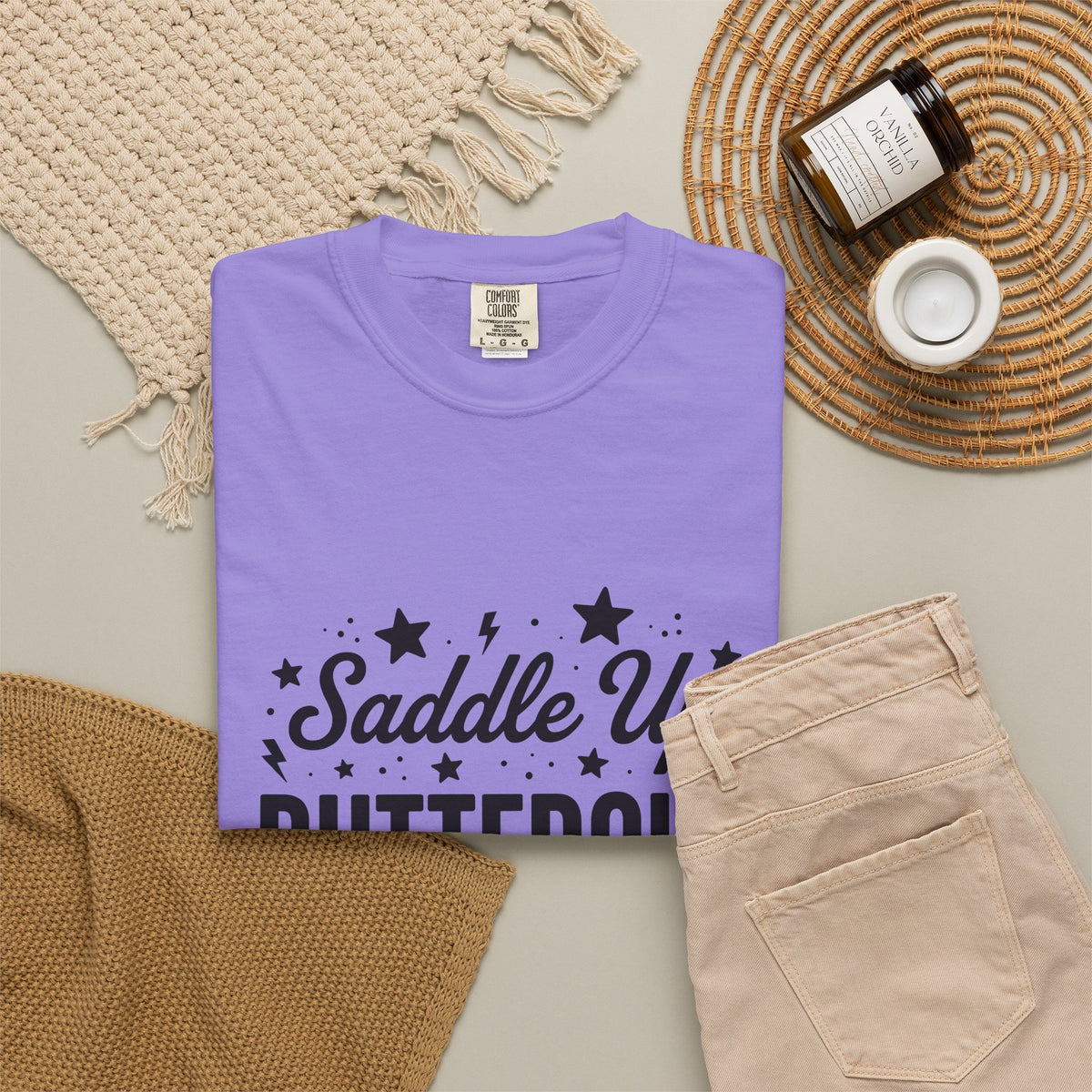 Cowboy Motto T-Shirt Cowgirl Barnyard Gift Women Thick T-Shirt Proverb T-Shirt Cowgirl Fan Rustic T-Shirt Farm Graphic Nostalgic Star Symbols