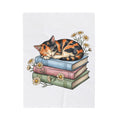 Calico Cat Blanket Cat Floral Gift Women Hand Drawn Blanket Kitten Blanket Cat Fan Illustrated Graphic Vintage Books Blanket
