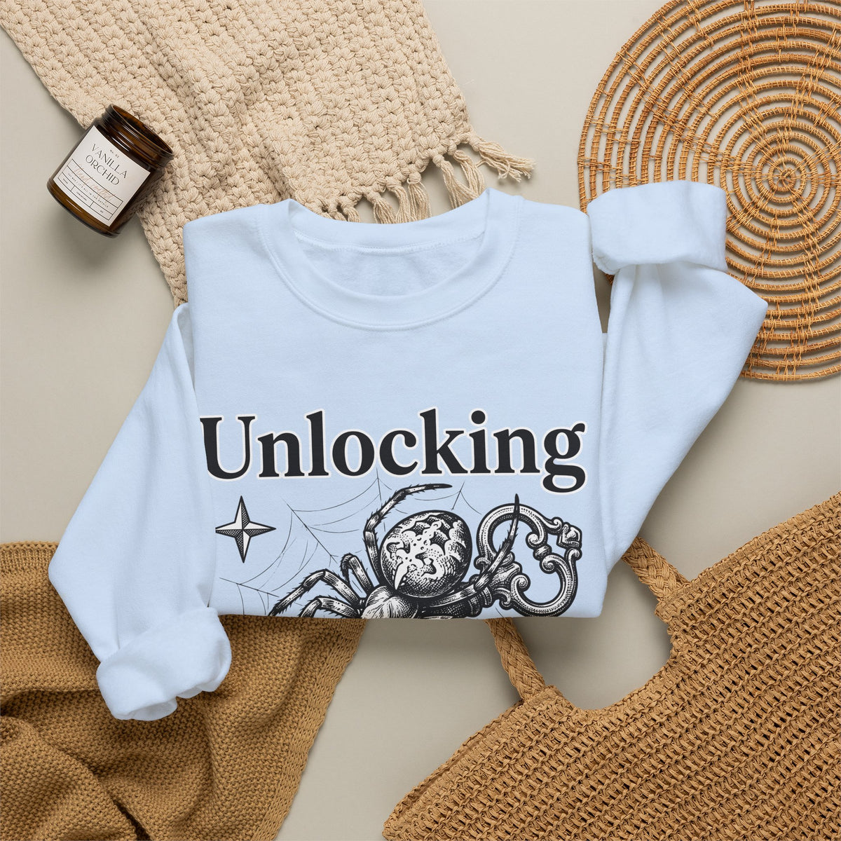 Spider Pendant Sweatshirt Halloween Magic Gift Women Spooky Sweatshirt Spider Necklace Sweatshirt Horror Fan Creepy Art Sweatshirt Mystical Graphic Sketch
