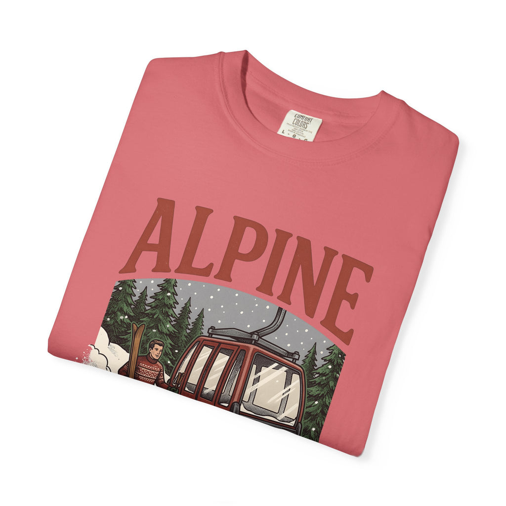 Ski Lift T-Shirt Christmas Winter Gift Women Vintage T-Shirt Chairlift T-Shirt Holiday Fan Retro T-Shirt Frosty Graphic Hand Drawn Evergreen Trees