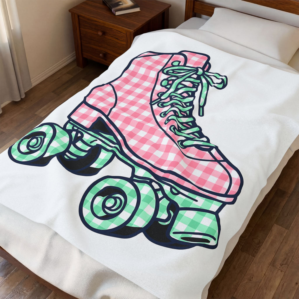 Roller Skates Blanket Roller Skating Classic Gift Women Cute Blanket Roller Skating Blanket Roller Derby Fan Kawaii Blanket Retro Graphic Nostalgic