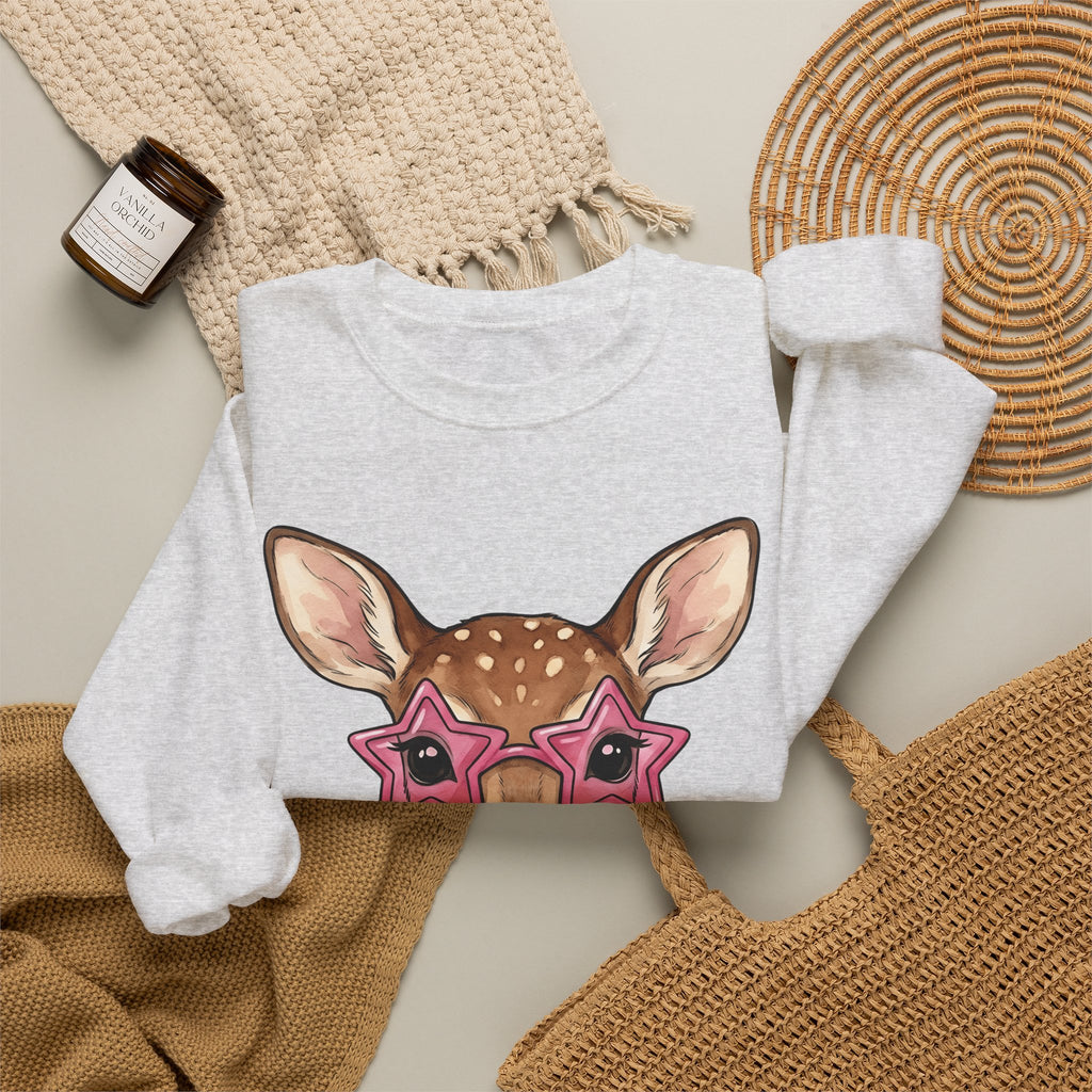 Buck Sweatshirt Moms Creature Gift Women Ink Sweatshirt Deer Sweatshirt Mother Fan Tattoo Sweatshirt Beast Graphic Fantasy Petals Sweatshirt