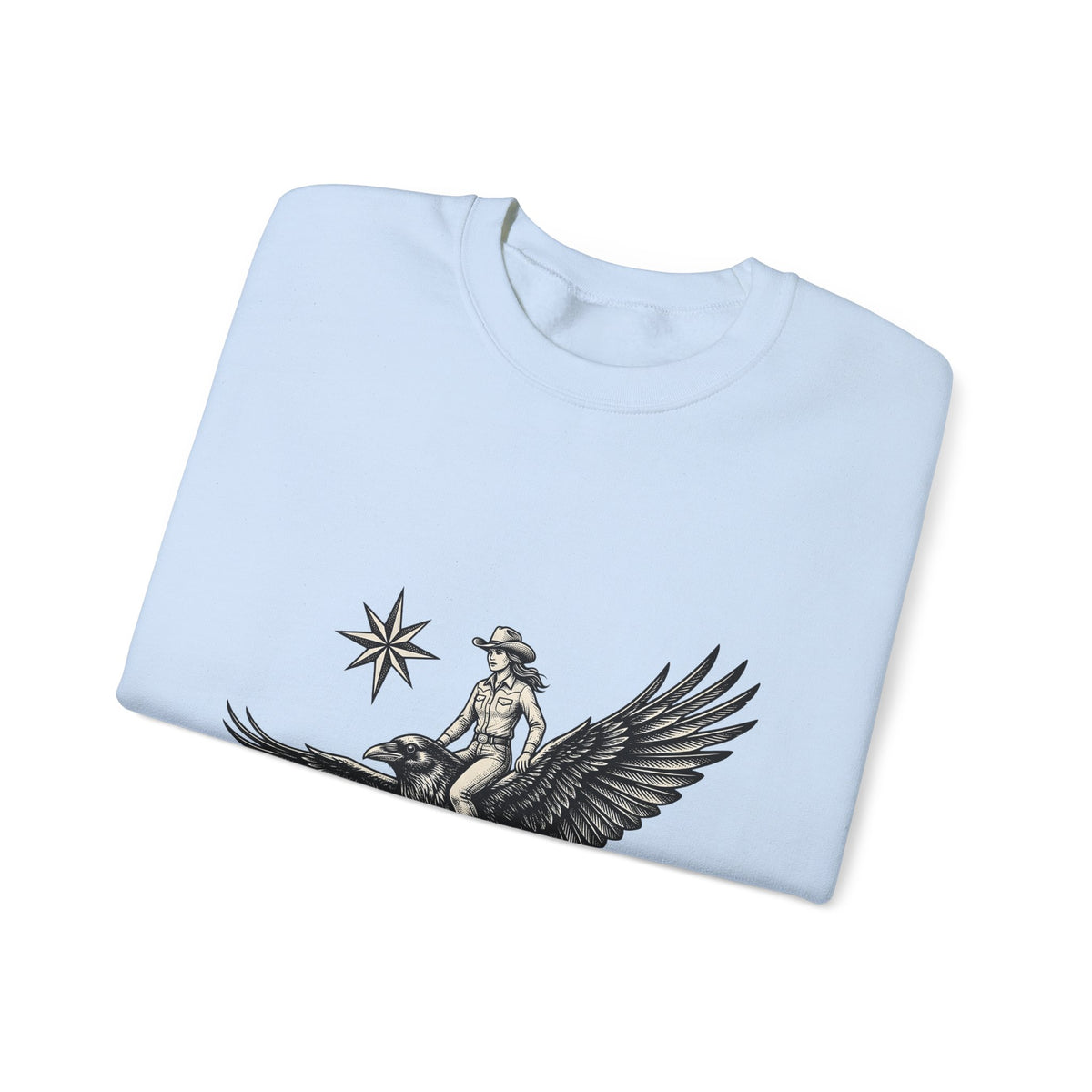 Cowgirl On Raven Cowgirl Travel Gift Country Horsewoman Cowboy Fan Rustic Adventure Retro Sweatshirt