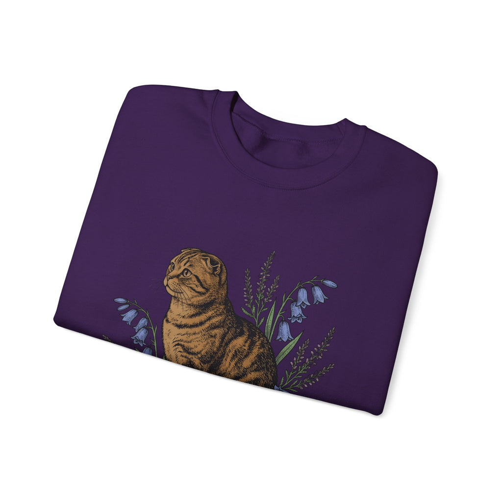 Tiger Cat Sweatshirt Cat Petals Gift Women Leaf Sweatshirt Tabby Cat Sweatshirt Cat Fan Feline Sweatshirt Floral Graphic Sketch Wild Blooms Sweatshirt