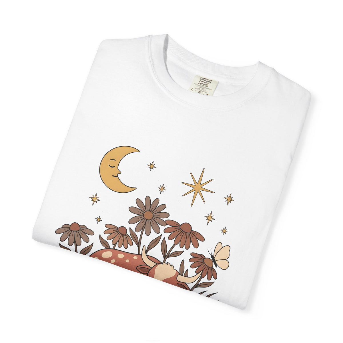 Sleeping Cow T-Shirt Cowgirl Western Gift Women Boho T-Shirt Cow T-Shirt Rancher Fan Hippie T-Shirt Rodeo Graphic Vintage Wildflowers T-Shirt
