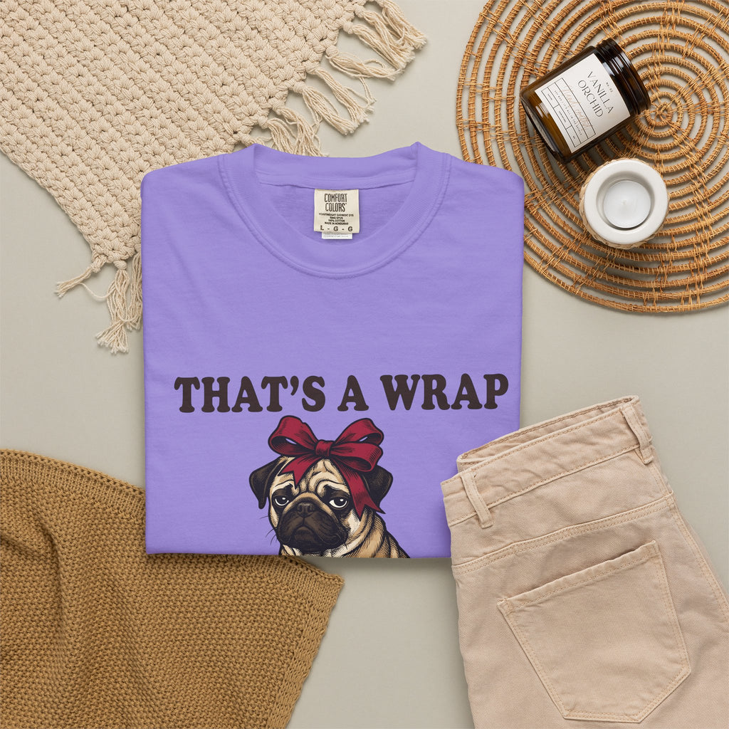 Pug Dog T-Shirt Christmas Pet Gift Women Vintage T-Shirt Puggle T-Shirt Xmas Fan Retro T-Shirt Animal Graphic Hand Drawn Gift Bow T-Shirt